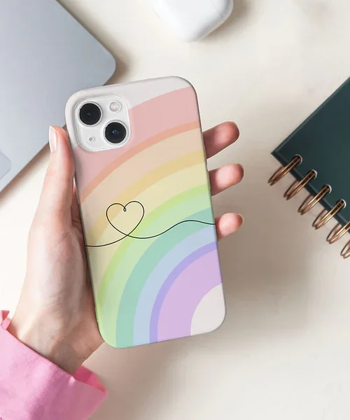 Rainbow with Heart Abstract Art Cover