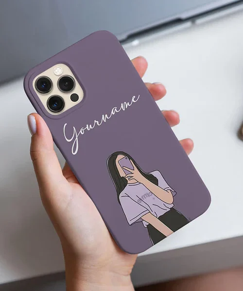Purple Selfie Girl Illustration Name Cover