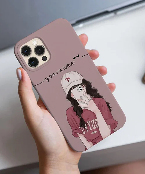 Purple Selfie Girl Illustration Name Cover