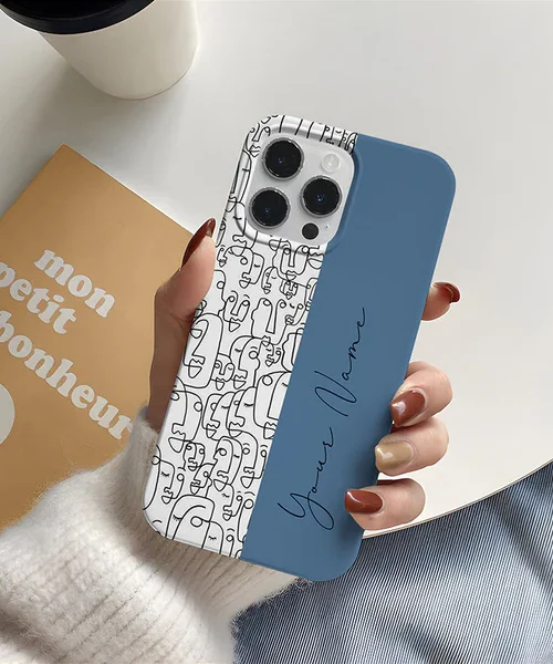 Abstract Faces Half Print Name Cover
