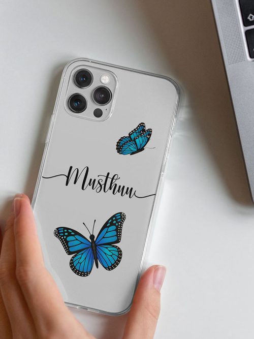 Butterflies transparent silicone case with name