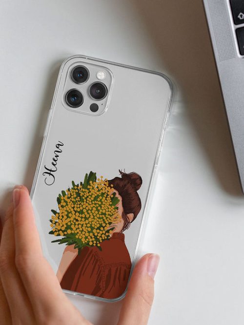 Flower girl transparent silicone case with name