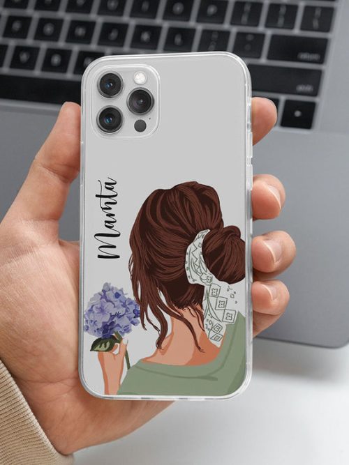 Flowerier transparent silicone case with name