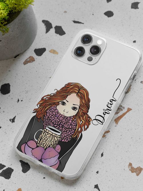 Coffee Girl transparent silicone case with name