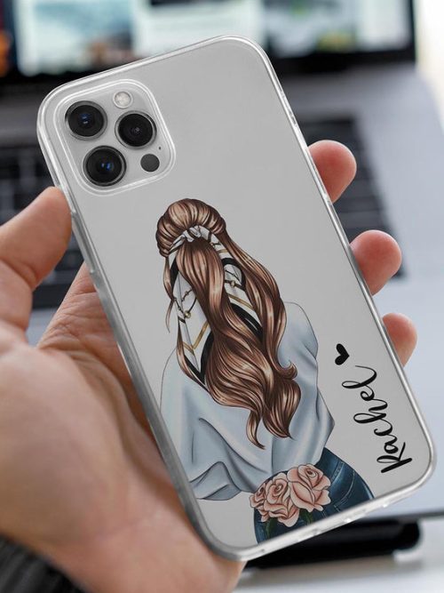 Transparent Silicone case with Name printed Scarf girl