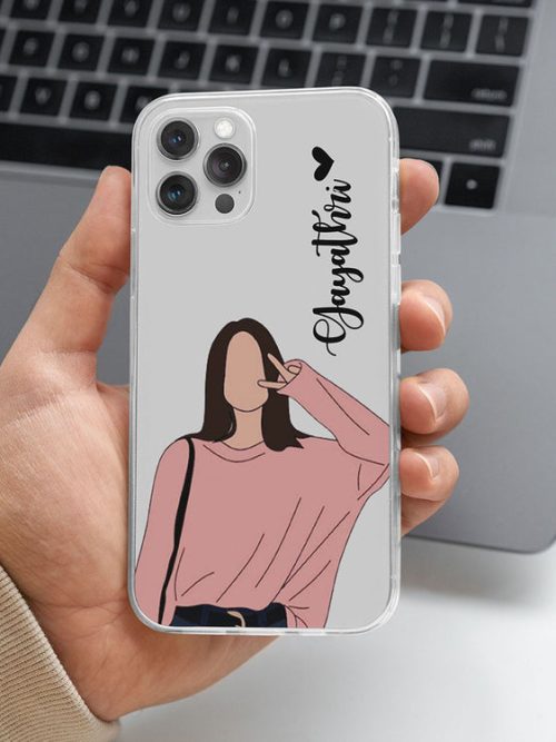 Transparent Silicone case with Name printed Cute girl
