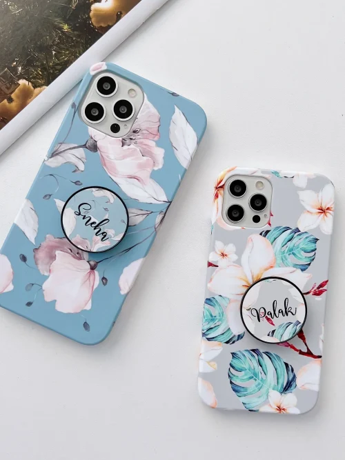 The Floral Duo Slim Case Cover With Customised Holder