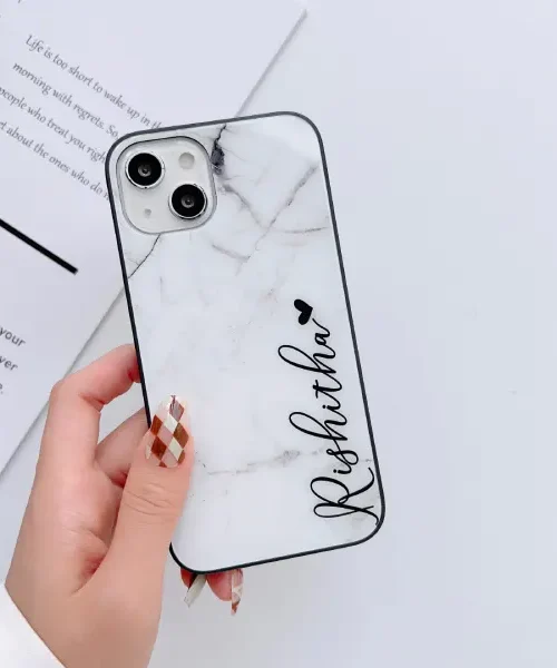 Marble Glass Case with Customized Name