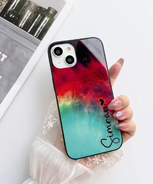 Premium Gradient Color Name Glass Case