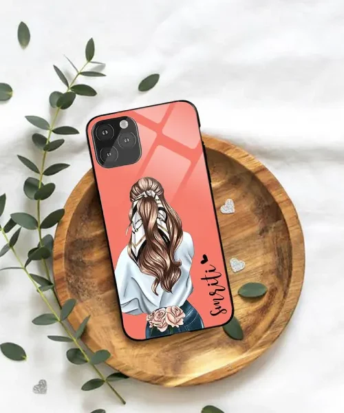 Cute Orange Scarf Girl Glass Case