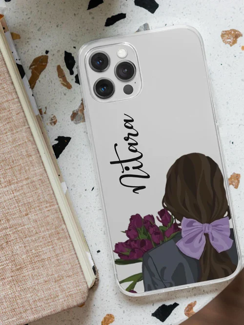 Transparent Silicone case with Purple Flower girl
