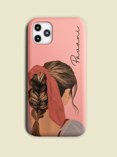 Pink Scarf Girl Customised Name Case