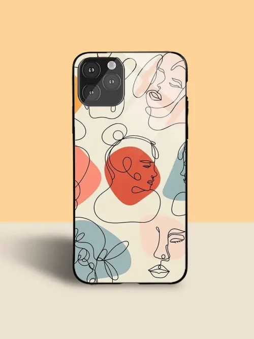 Abstract Faces Glass Case