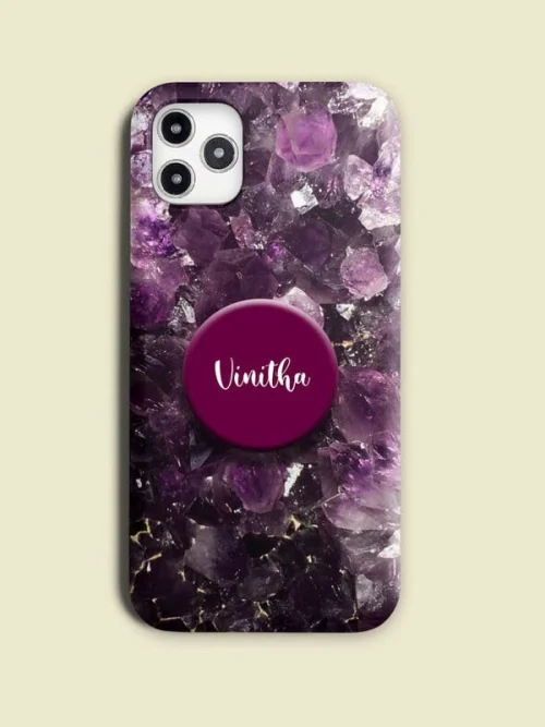 Purple Textured Marble Phone Case Cover With Holder