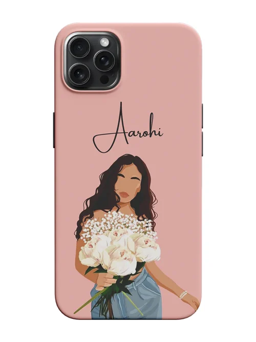 Girl With Flower Design Customised Hard Case