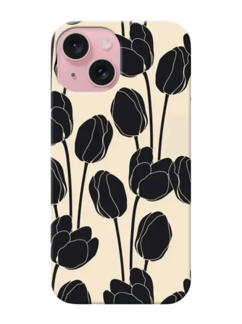 Black Tulips Pattern Floral Phone Case