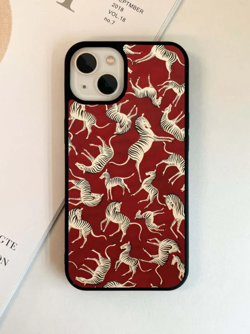Crimson Zebra Dance Glass Case