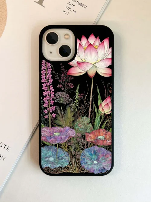 Ethereal Lotus Bloom Glass Case