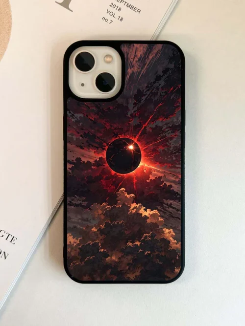 Crimson Eclipse Burst Glass Case