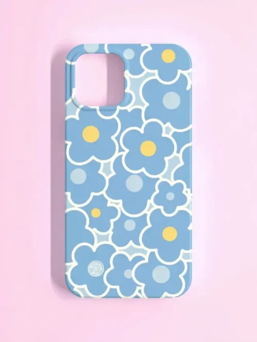 Blue Daisy Flower Phone Case – Retro Floral Pattern with Playful Pastel Colors