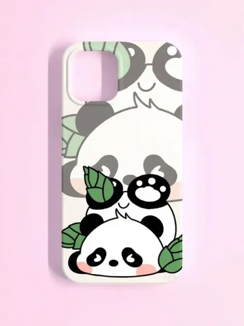 Kawaii Panda & Leaf Phone Case – Cute Cartoon Animal Design
