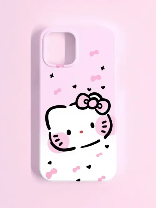 Kawaii Pink Bow Kitty Phone Case – Cute Pastel Cat Design