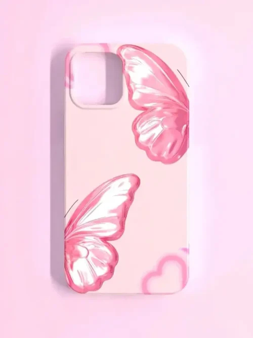 Pink Butterfly Shine Phone Case – Girly Aesthetic Cover