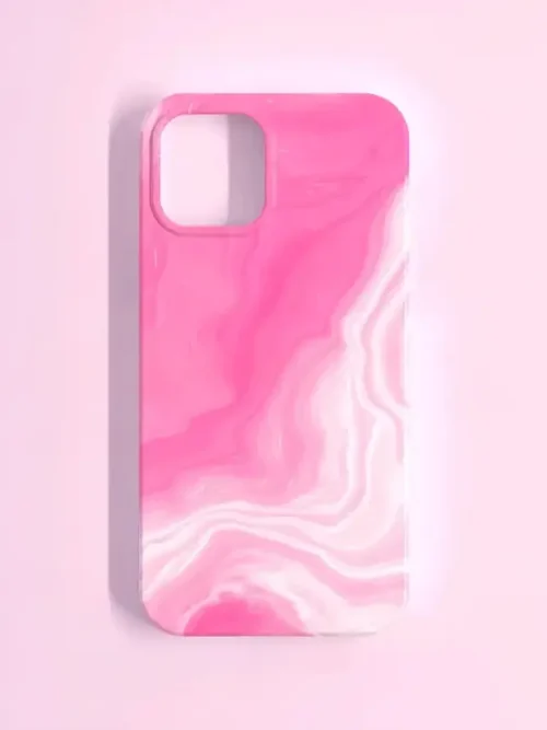 Pink Marble Swirl Phone Case – Glossy Aesthetic Cover